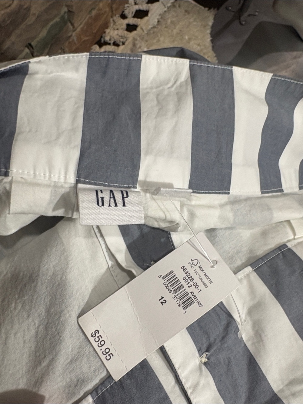 NWT Gap Women's Striped Paper Bag Waist Button Front Skirt Size 12 - Picture 8 of 9